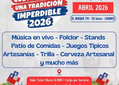 Del 24 al 26 de abril, Linares celebrará su Fiesta Costumbrista 2026 en el sector Bosque 719 (ex Iansa)